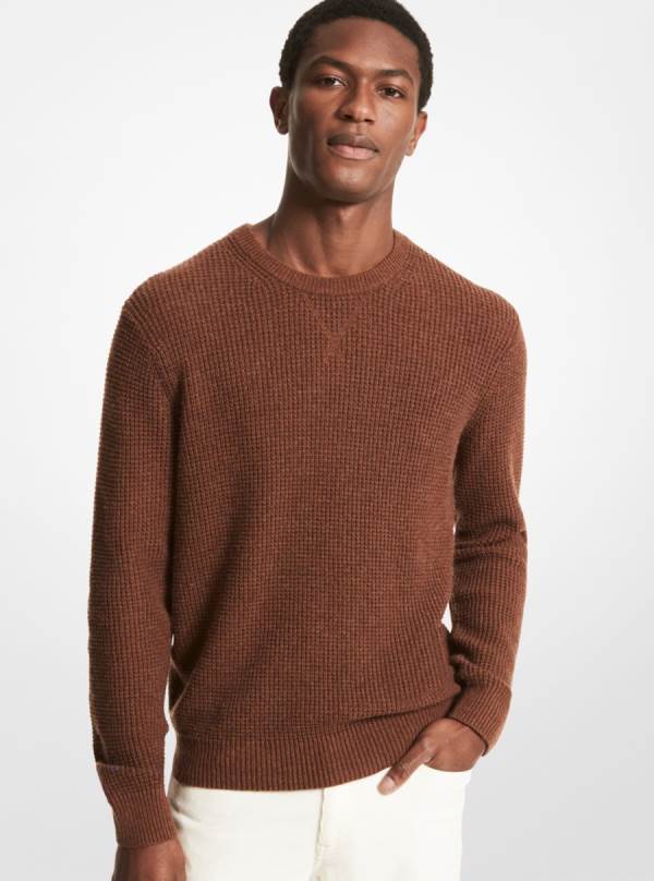 Panske Svetre Michael Kors Waffle Knit Hnede - Oblecenie Michael Kors Levně | LBYUT-4271